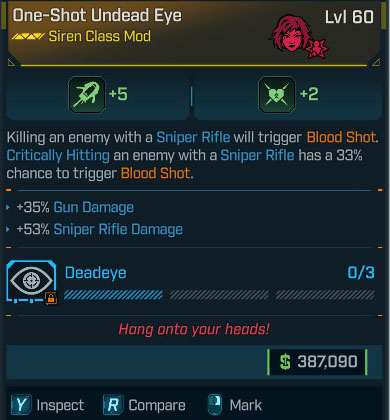 One-Shot Undead Eye（Siren Class Mod）