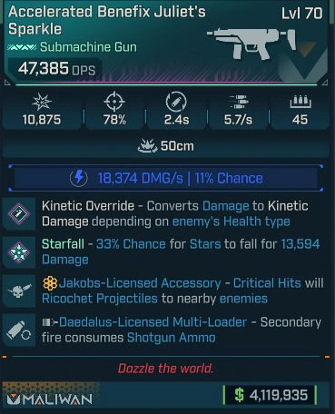 Accelerated Benefix Juliet's Sparkle - LV.70