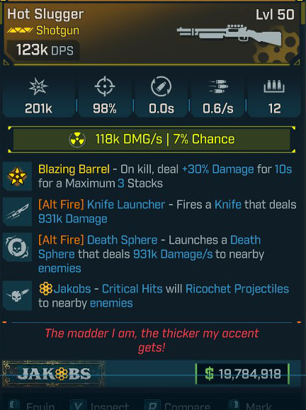 BEST MODDED Hot Slugger (123K DPS)