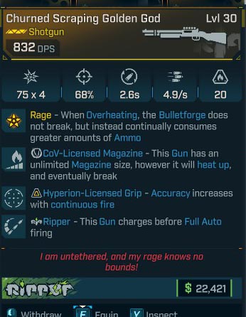 Churned Scraping Golden God Lvl 30