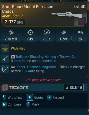 Sent Floor-Model Forsaken Lvl 40
