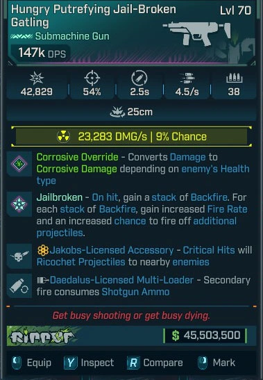 Hungry Putrefying Jail-Broken Gatling - LV.70
