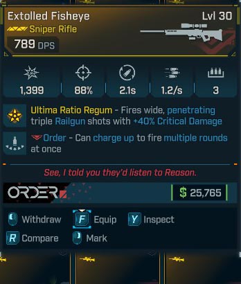 Extolled Fisheve Lvl 30