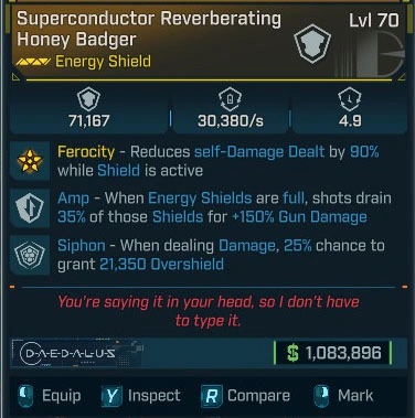 Superconductor Reverberating Honey Badger - LV.70