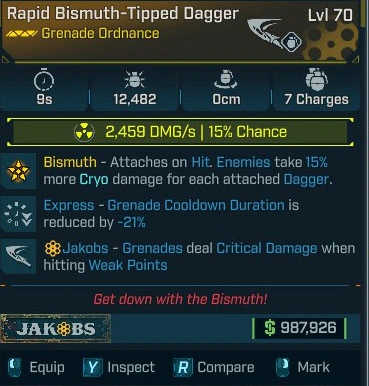 Rapid Bismuth-Tipped Dagger - LV.70