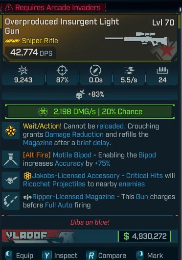 Overproduced Insurgent Light Gun - LV.70