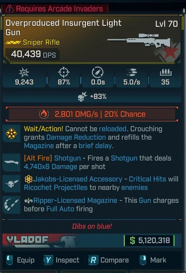Overproduced Insurgent Light Gun - LV.70