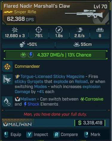 Flared Nadir Marshall's Claw - LV.70