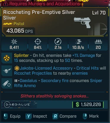 Ricocheting Pre-Emptive Silver Sliver - LV.70