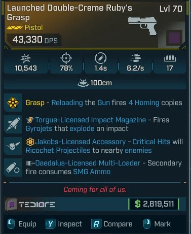 Launched Double-Creme Ruby's Grasp - LV.70