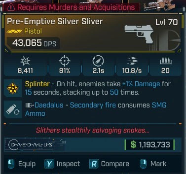 Pre-Emptive Silver Sliver - LV.70