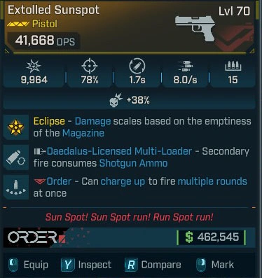 Extolled Sunspot - LV.70