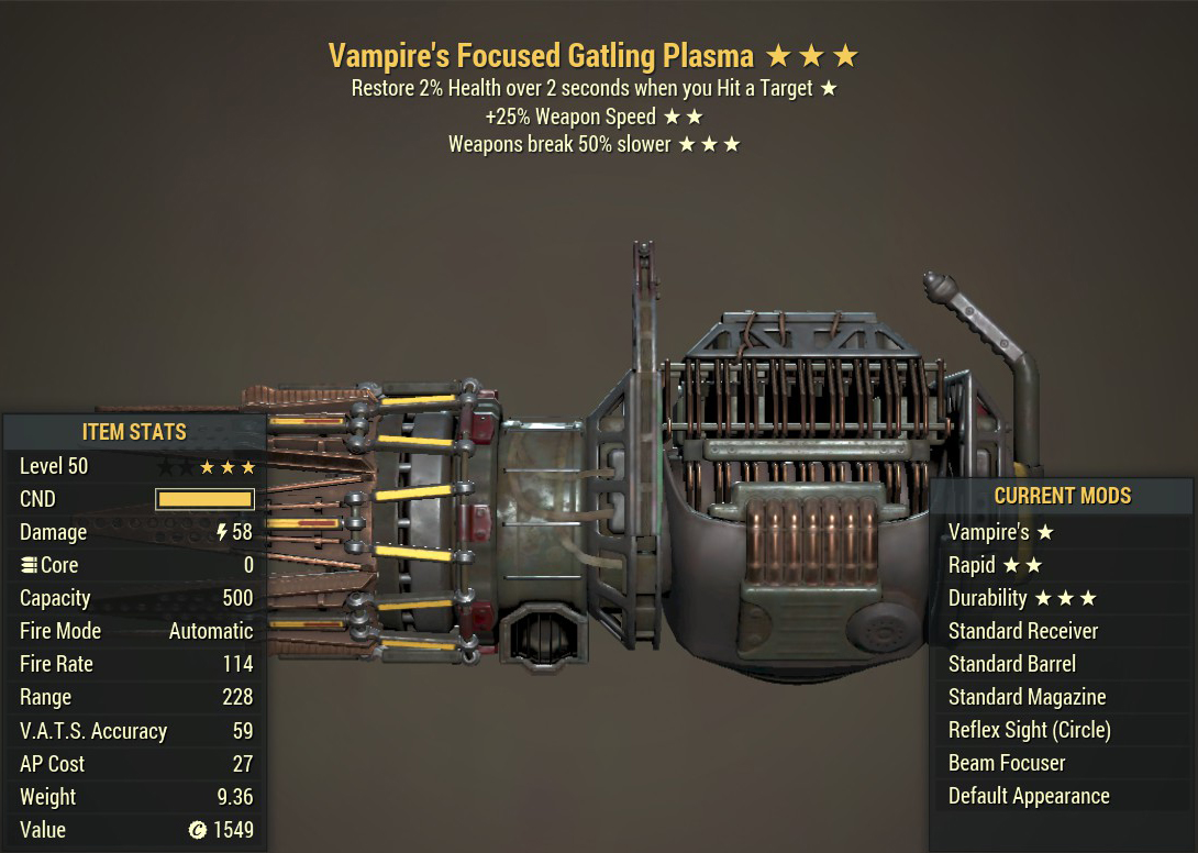 Vampire's Gatling Plasma (Rapid) (Durability)