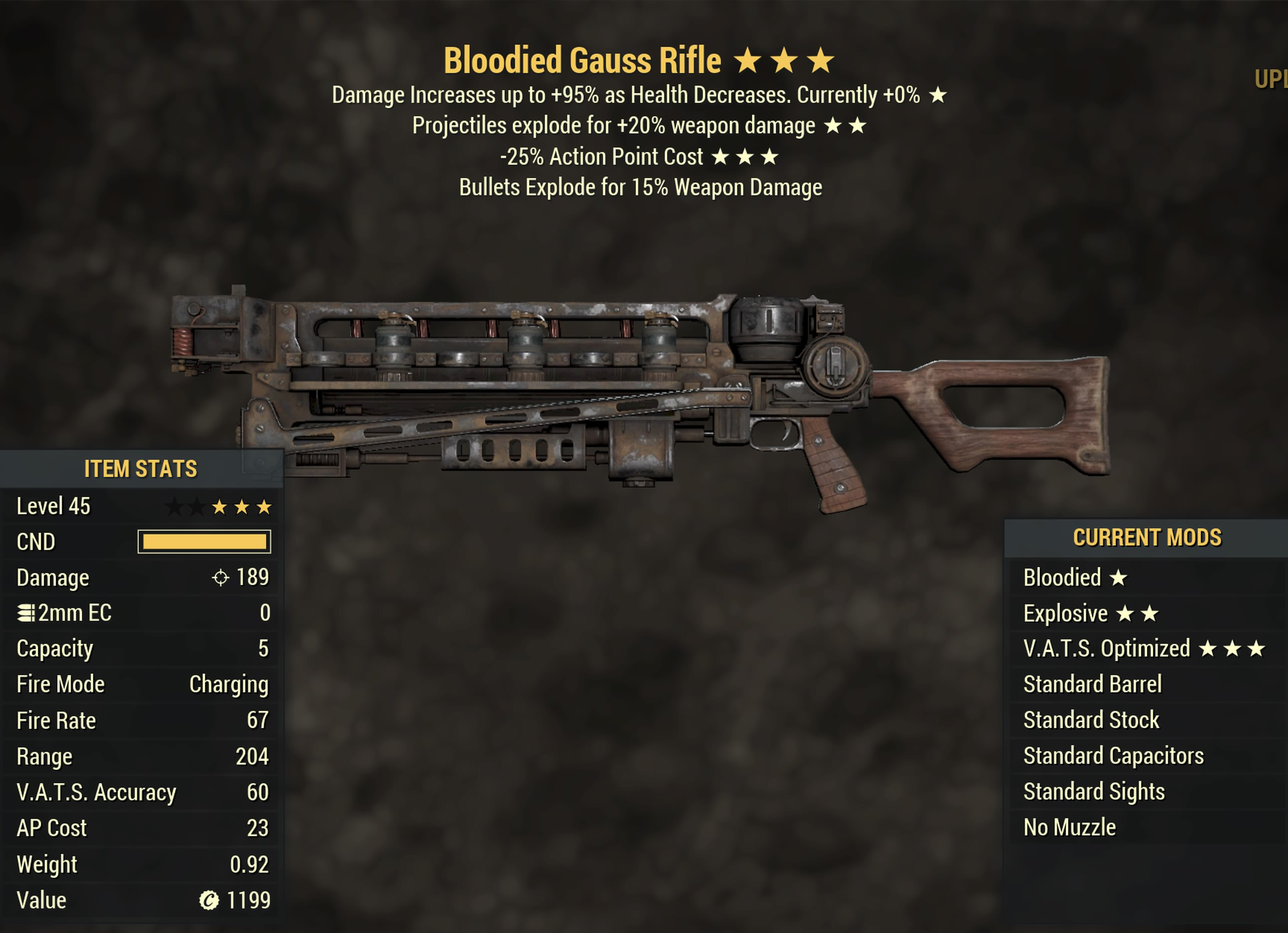 Bloodied Gauss Rifle (Explosive) (VATS Optimized)