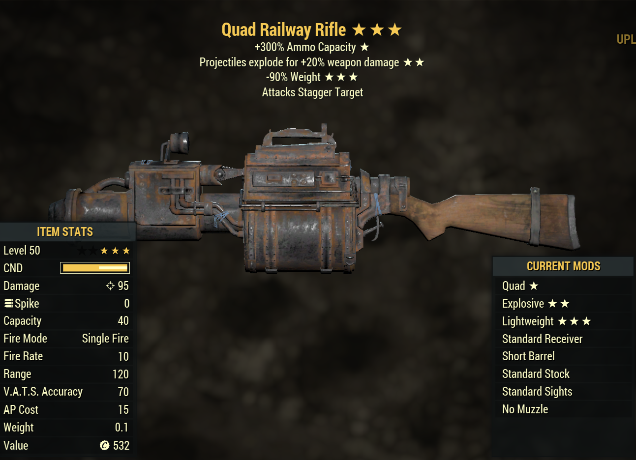 Quad Railway Rifle (Explosive) (Lightweight)