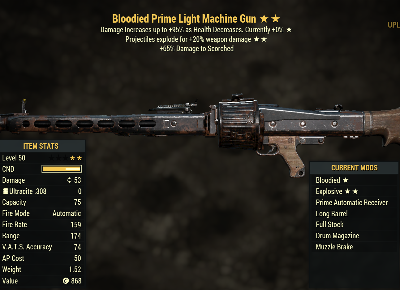 Bloodied Light Machine Gun (Explosive)